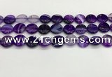 CAA4597 15.5 inches 14mm flat round banded agate beads wholesale