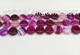 CAA4598 15.5 inches 14mm flat round banded agate beads wholesale