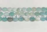 CAA4600 15.5 inches 14mm flat round banded agate beads wholesale