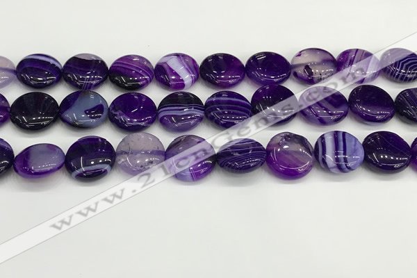 CAA4605 15.5 inches 16mm flat round banded agate beads wholesale