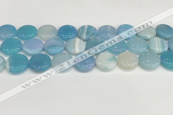 CAA4616 15.5 inches 18mm flat round banded agate beads wholesale