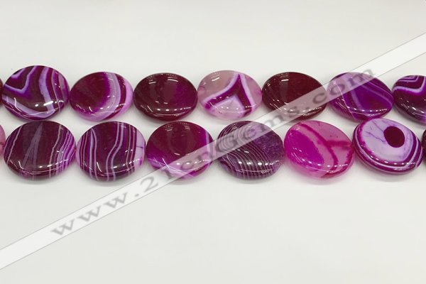 CAA4630 15.5 inches 25mm flat round banded agate beads wholesale