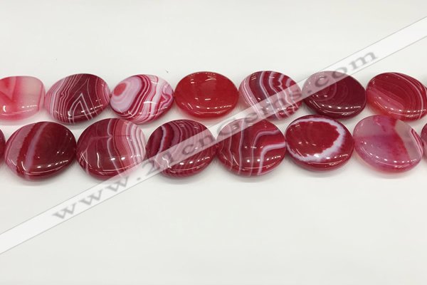 CAA4631 15.5 inches 25mm flat round banded agate beads wholesale