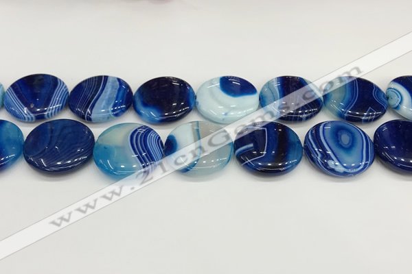 CAA4633 15.5 inches 25mm flat round banded agate beads wholesale