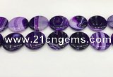 CAA4637 15.5 inches 30mm flat round banded agate beads wholesale