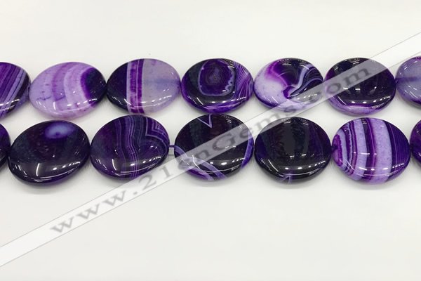 CAA4637 15.5 inches 30mm flat round banded agate beads wholesale