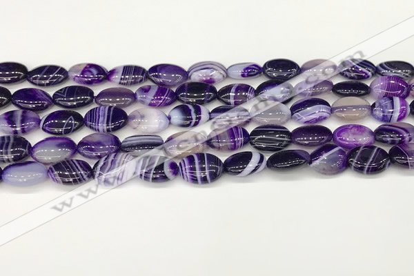 CAA4646 15.5 inches 10*14mm oval banded agate beads wholesale