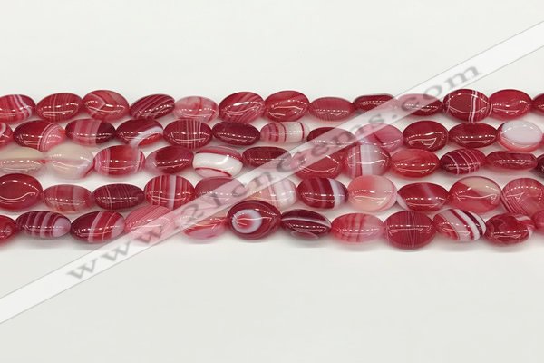 CAA4648 15.5 inches 10*14mm oval banded agate beads wholesale