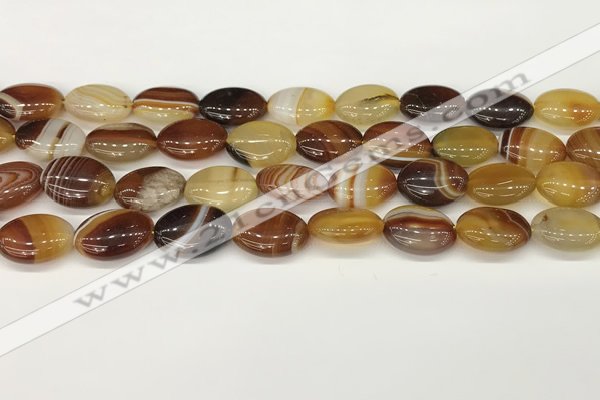 CAA4653 15.5 inches 12*16mm oval banded agate beads wholesale