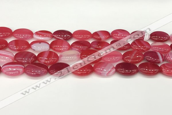 CAA4656 15.5 inches 12*16mm oval banded agate beads wholesale