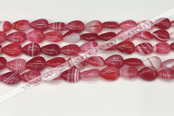 CAA4689 15.5 inches 10*14mm flat teardrop banded agate beads wholesale