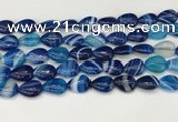 CAA4691 15.5 inches 10*14mm flat teardrop banded agate beads wholesale