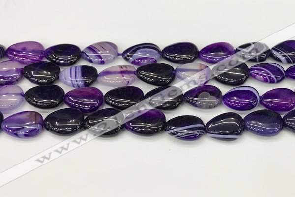 CAA4695 15.5 inches 12*16mm flat teardrop banded agate beads wholesale
