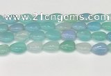 CAA4706 15.5 inches 13*18mm flat teardrop banded agate beads wholesale