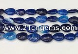 CAA4715 15.5 inches 15*20mm flat teardrop banded agate beads wholesale