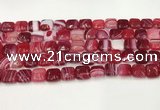 CAA4729 15.5 inches 10*10mm square banded agate beads wholesale