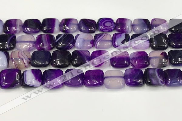 CAA4735 15.5 inches 12*12mm square banded agate beads wholesale