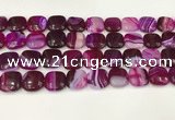 CAA4743 15.5 inches 14*14mm square banded agate beads wholesale