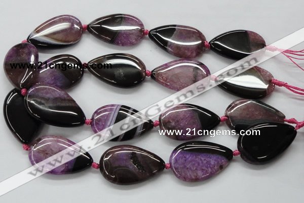 CAA475 15.5 inches 25*38mm flat teardrop agate druzy geode beads