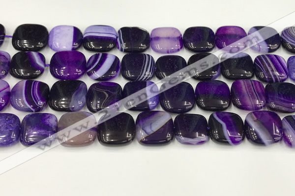 CAA4750 15.5 inches 16*16mm square banded agate beads wholesale