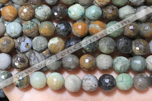 CAA4863 15.5 inches 12mm faceted round ocean agate beads