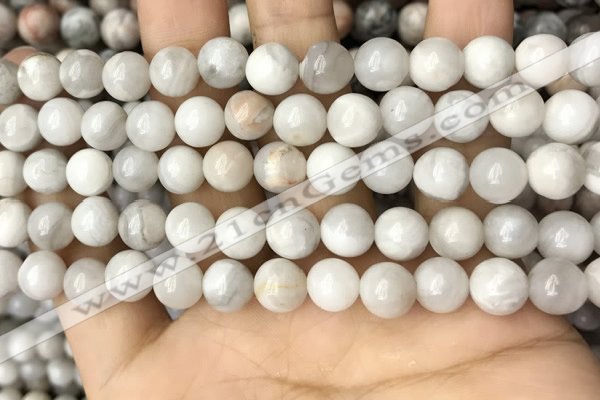 CAA4929 15.5 inches 8mm round grey agate beads wholesale