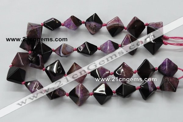 CAA495 15.5 inches 20*20mm pyramid agate druzy geode beads