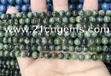 CAA4964 15.5 inches 4mm round green dendritic agate beads