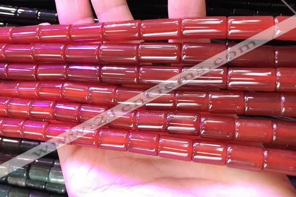 CAA4997 15.5 inches 8*12mm tube red agate beads wholesale