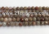 CAA5012 15.5 inches 10mm faceted round flower agate beads