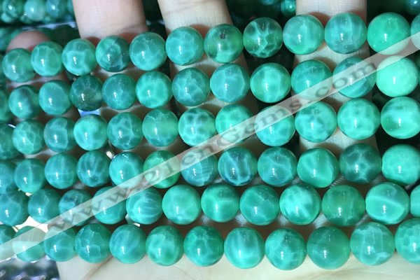 CAA5022 15.5 inches 8mm round green dragon veins agate beads