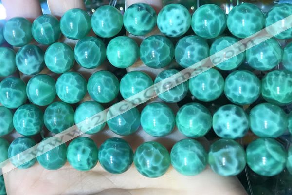 CAA5024 15.5 inches 12mm round green dragon veins agate beads