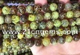 CAA5039 15.5 inches 10mm round yellow dragon veins agate beads