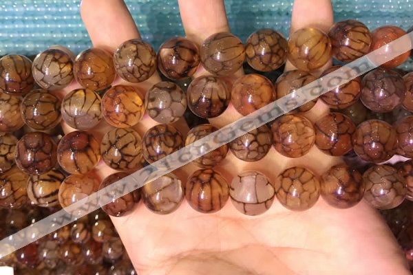 CAA5058 15.5 inches 12mm round dragon veins agate beads wholesale