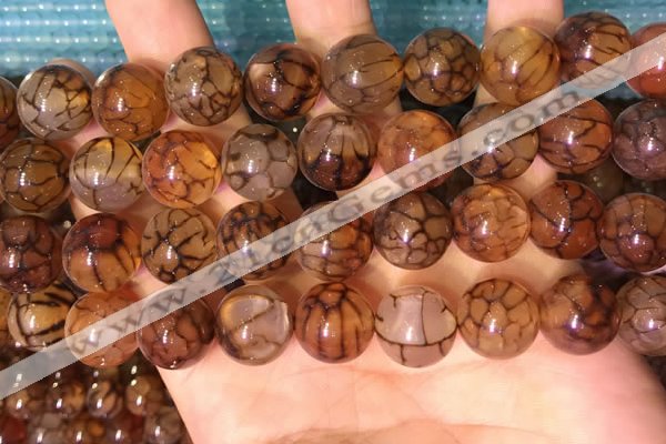 CAA5059 15.5 inches 14mm round dragon veins agate beads wholesale