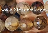 CAA5062 15.5 inches 6mm faceted round dragon veins agate beads