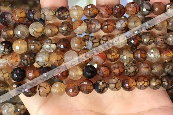 CAA5063 15.5 inches 8mm faceted round dragon veins agate beads