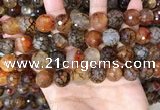 CAA5066 15.5 inches 14mm faceted round dragon veins agate beads