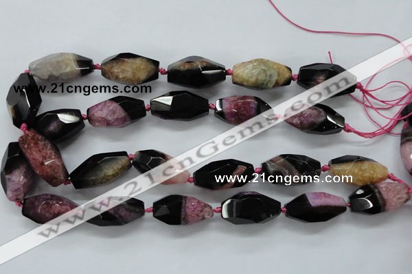 CAA507 15.5 inches 15*30mm faceted rice agate druzy geode beads