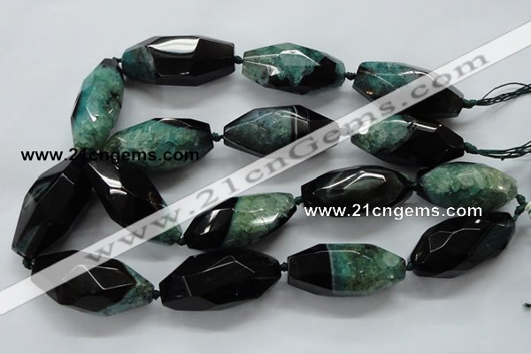 CAA509 15.5 inches 22*50mm faceted rice agate druzy geode beads