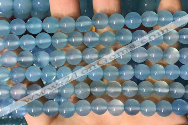 CAA5092 15.5 inches 8mm round sea blue agate beads wholesale