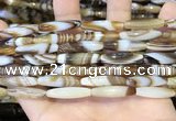 CAA5108 15.5 inches 6*25mm rice striped agate beads wholesale