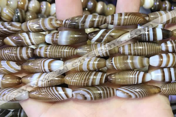 CAA5112 15.5 inches 8*25mm rice striped agate beads wholesale