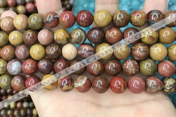 CAA5135 15.5 inches 10mm round red moss agate beads wholesale