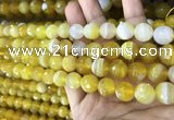 CAA5150 15.5 inches 6mm faceted round banded agate beads