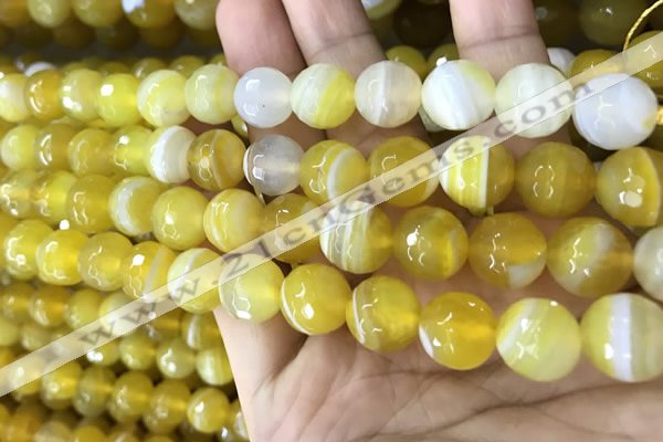 CAA5151 15.5 inches 8mm faceted round banded agate beads