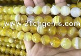 CAA5152 15.5 inches 10mm faceted round banded agate beads