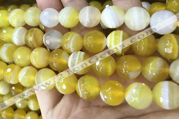 CAA5155 15.5 inches 16mm faceted round banded agate beads