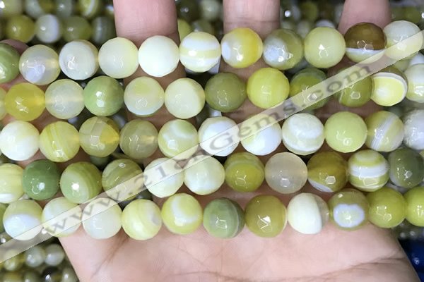 CAA5159 15.5 inches 10mm faceted round banded agate beads