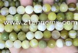 CAA5160 15.5 inches 12mm faceted round banded agate beads